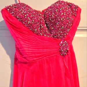 Size 2 Fushia Mac Duggal Strapless Sequin Prom Dress